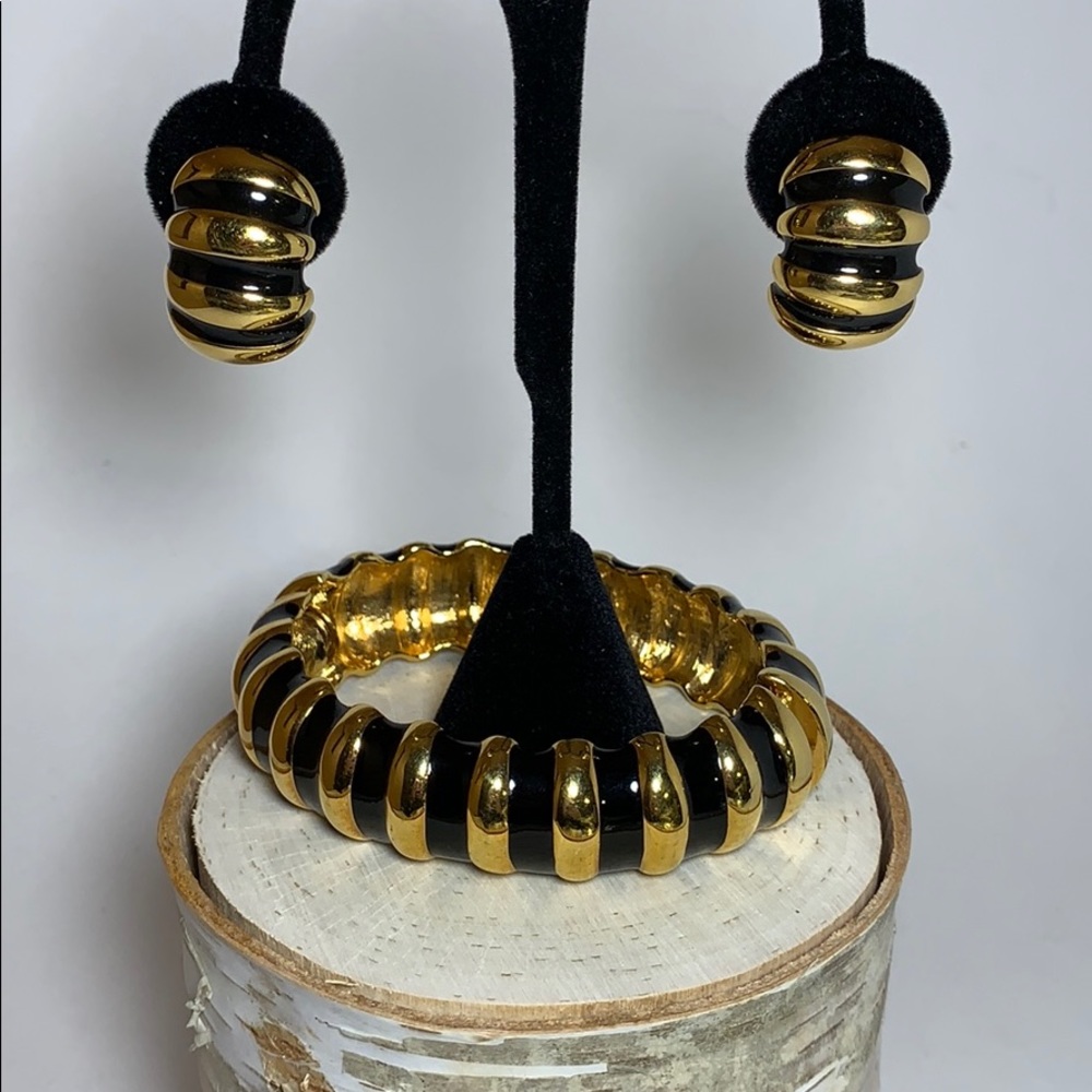 Vintage KJL Zebra Inspired Black and Gold …